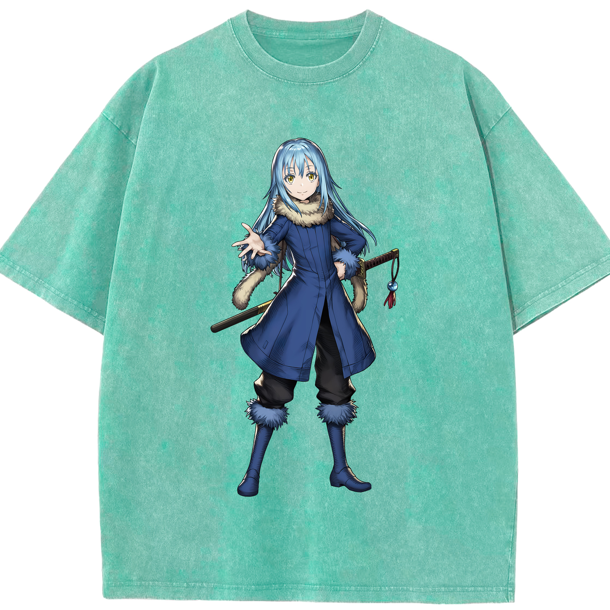 （画像用） 転スラ Regarding Reincarnated to Slime 綿100% ヴィンテージ風 半袖Tシャツ（フロントプリント）
